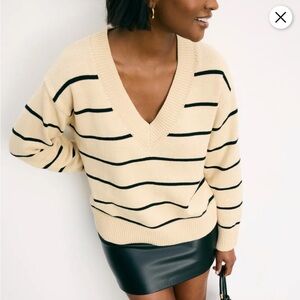 Reformation Sienna Oversized Cotton V Neck Sweater